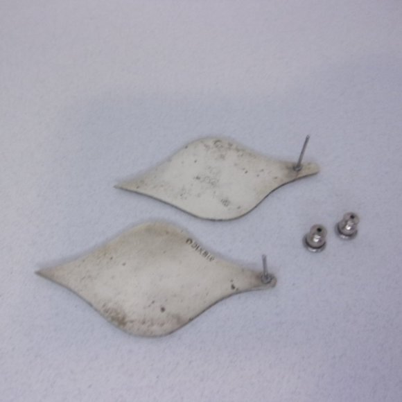 Southwest Style Shell Inlay Silver Pierced Earrings Mexico - Picture 4 of 8